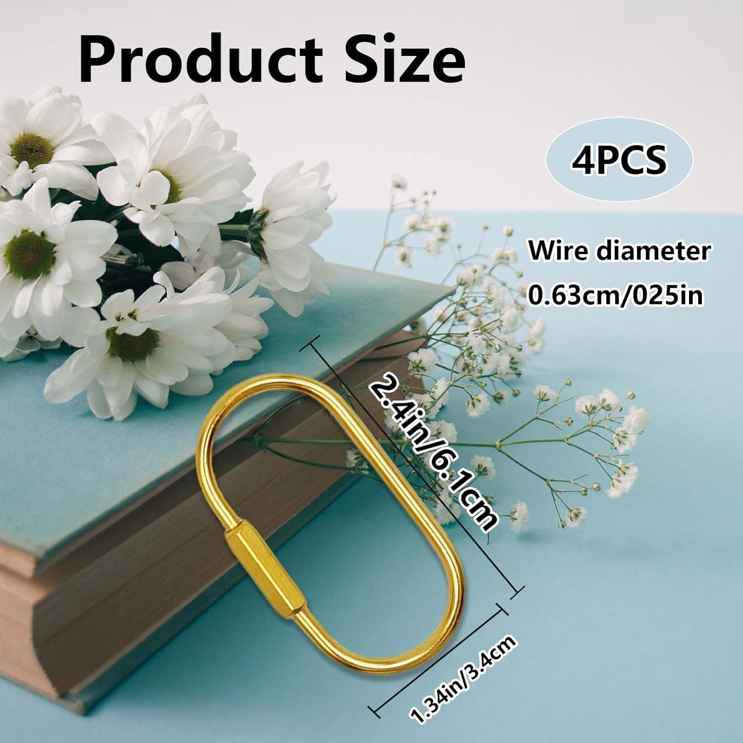 Keychain - Gold Carabiner Clip with Secure Locking Screw Design - Ideal for Keys,Bags,Accessories,Luggage Tags & Pet Collars- & Stylish - Image 2