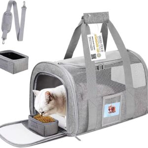 20" Large Soft Sided Cat Carrier Pet Carrier for Cats Dogs Under 25 lbs, Folding Dog Carrier Cat Carrier for 2 Cats Travel Carrier Bag, Grey