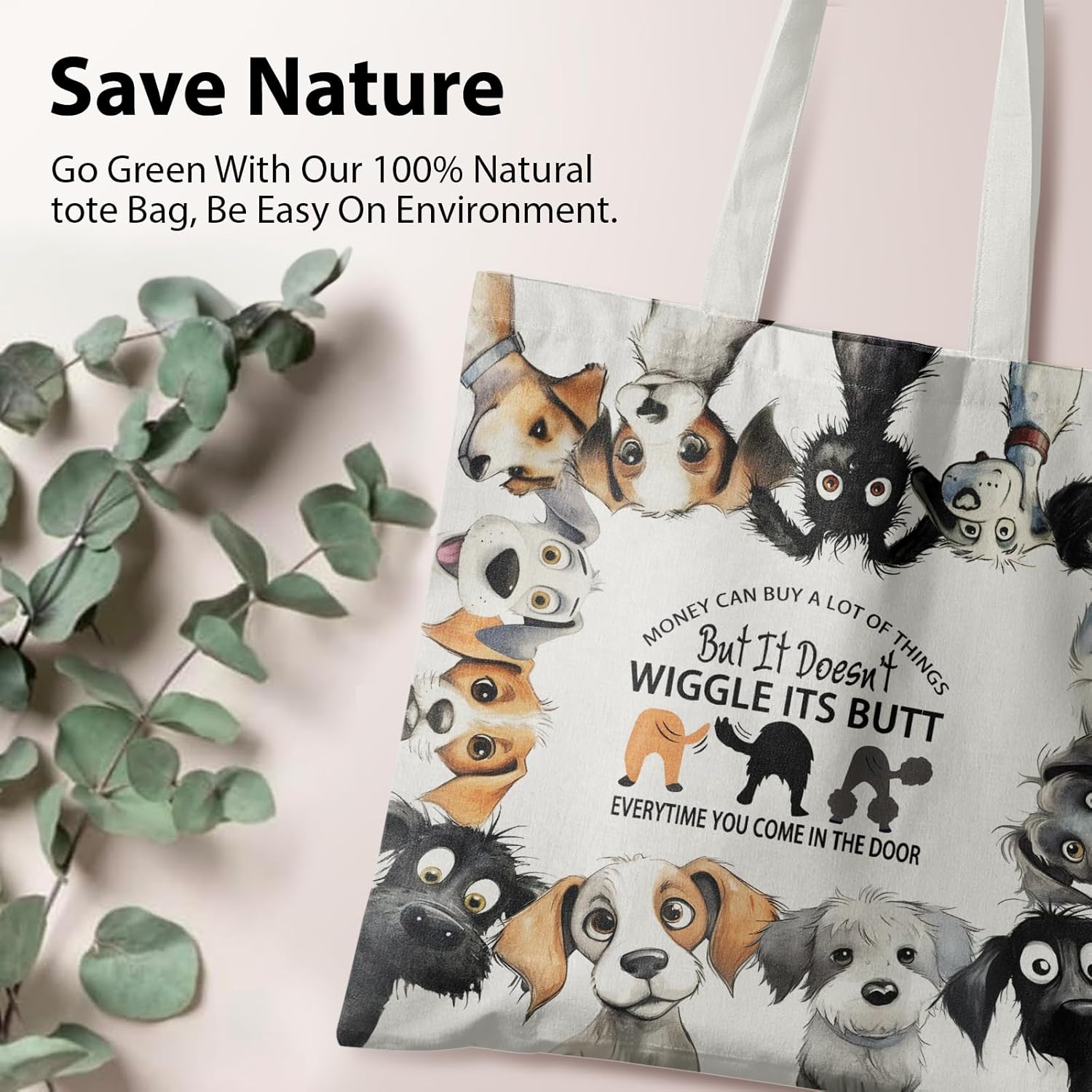 Dog Mom Canvas Tote Bags - Reusable Grocery Bags for Shopping, Funny Dog Lover Gifts for Women - Image 2