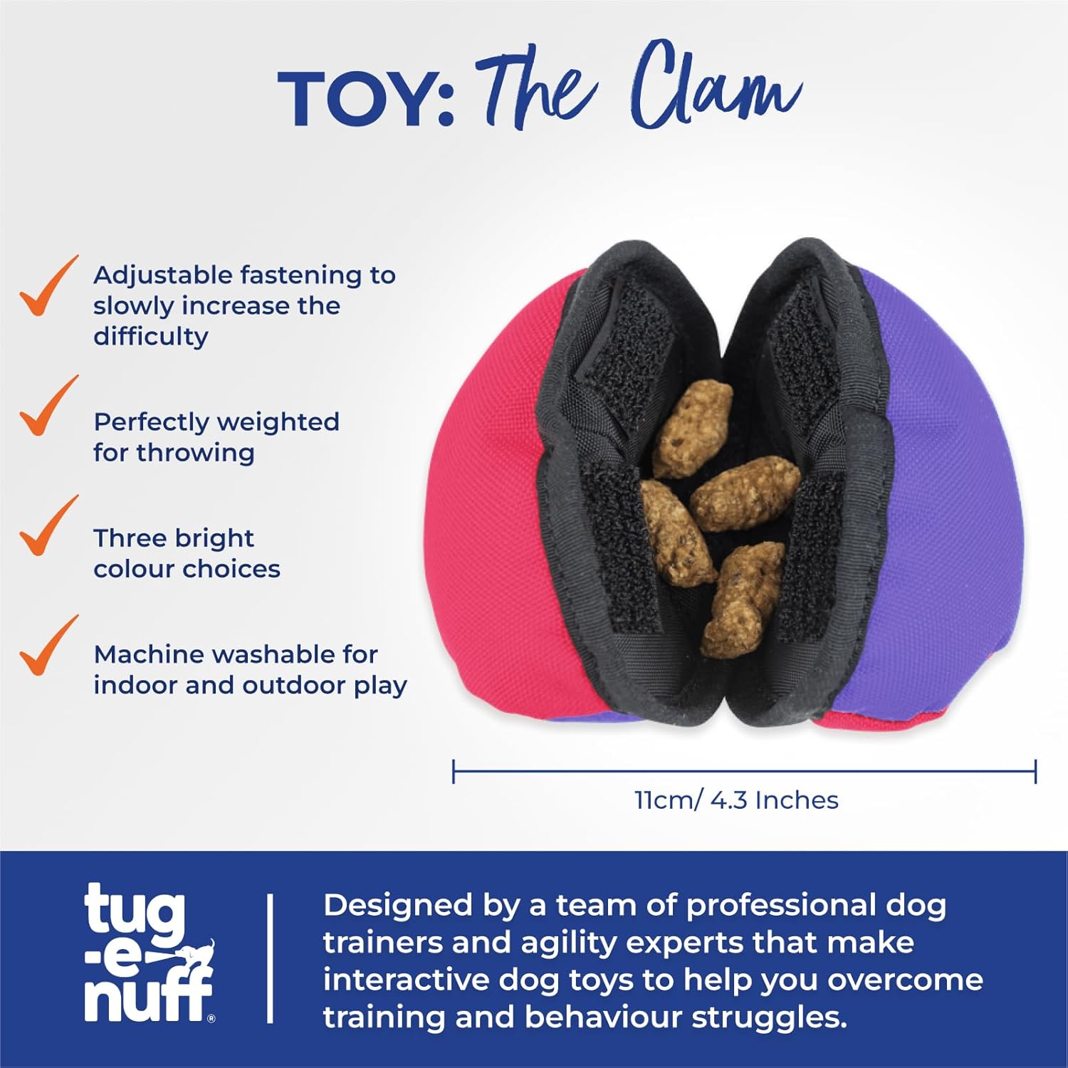 Tug-E-Nuff The Clam | Compact Dog Treat Dispenser Toy with Clever Opening Mechanism | Ideal for Interactive Dog Training | Pocket-Friendly and Size 4.5 inches - Image 3