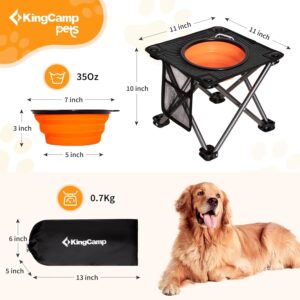 KingCamp 35oz Raised Dog Bowl, Elevated Portable Collapsible Food Bowls Stand with Non-Slip Foot & Ground Stakes for Large Medium Sized Breed Dogs
