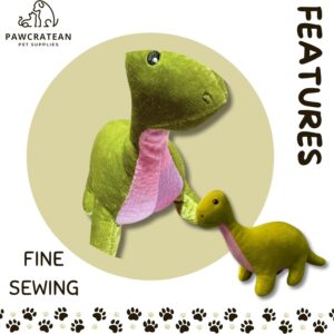 12 Inch Green Dinosaur Dog Plush Toy with Squeaker – Soft, Machine‑Washable Puppy Chew Buddy (Green & Pink Dinosaur)