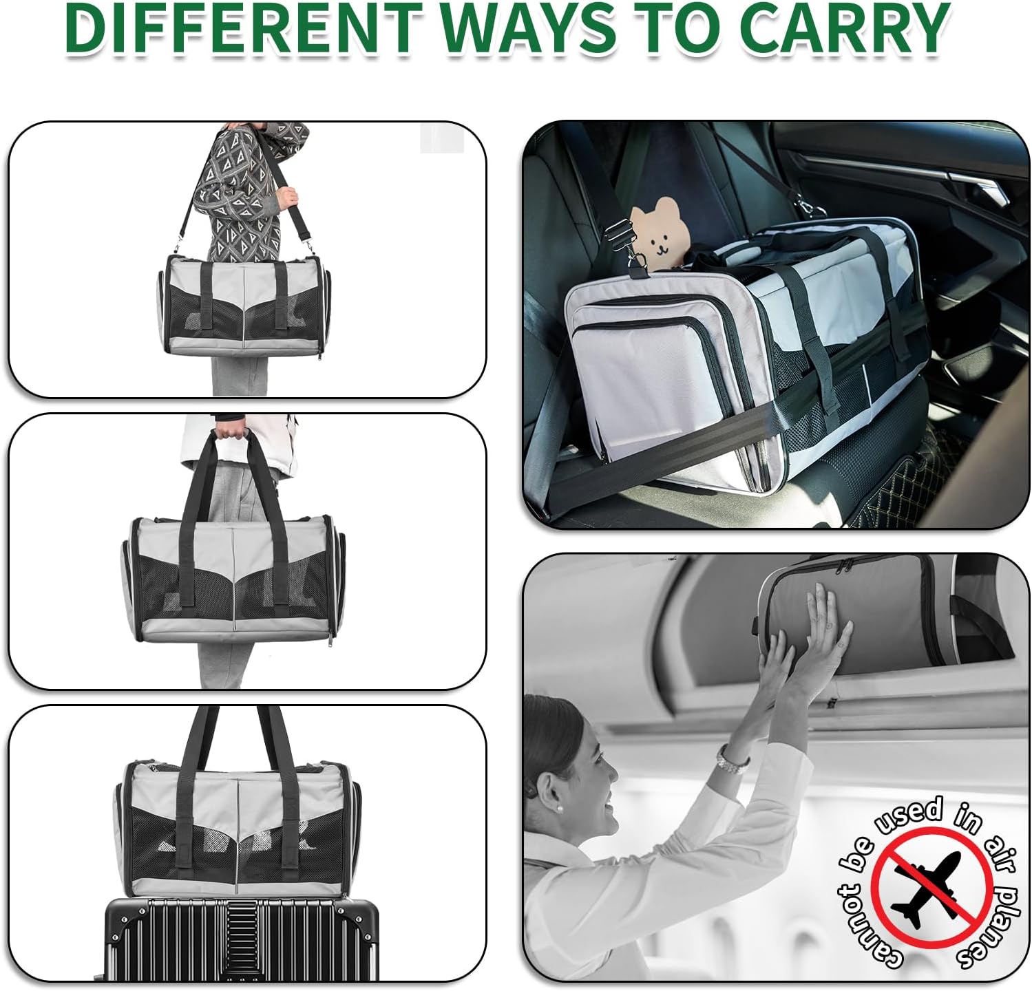 Cat Carrier with Litter Box - INRLKIT Cat Carrier for 2 Cats, Portable 2-in-1 Double Cat Travel Carrier Bag for Traveling, Expandable Pet Carrier for Car, Portable Travel Litter Box for Cats (Grey) - Image 5