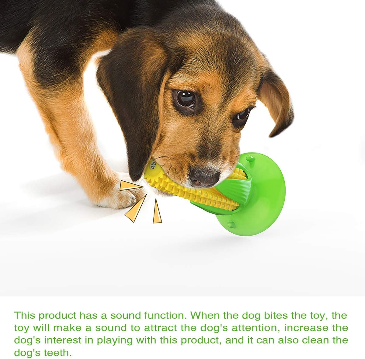 Guardians Dog Squeaky Chew Toy with Suction, Dogs Toothbrush Teeth Cleaning Squeaky Stick for Aggressive Chewers for Small Medium Dogs (Yellow Corn) - Image 2