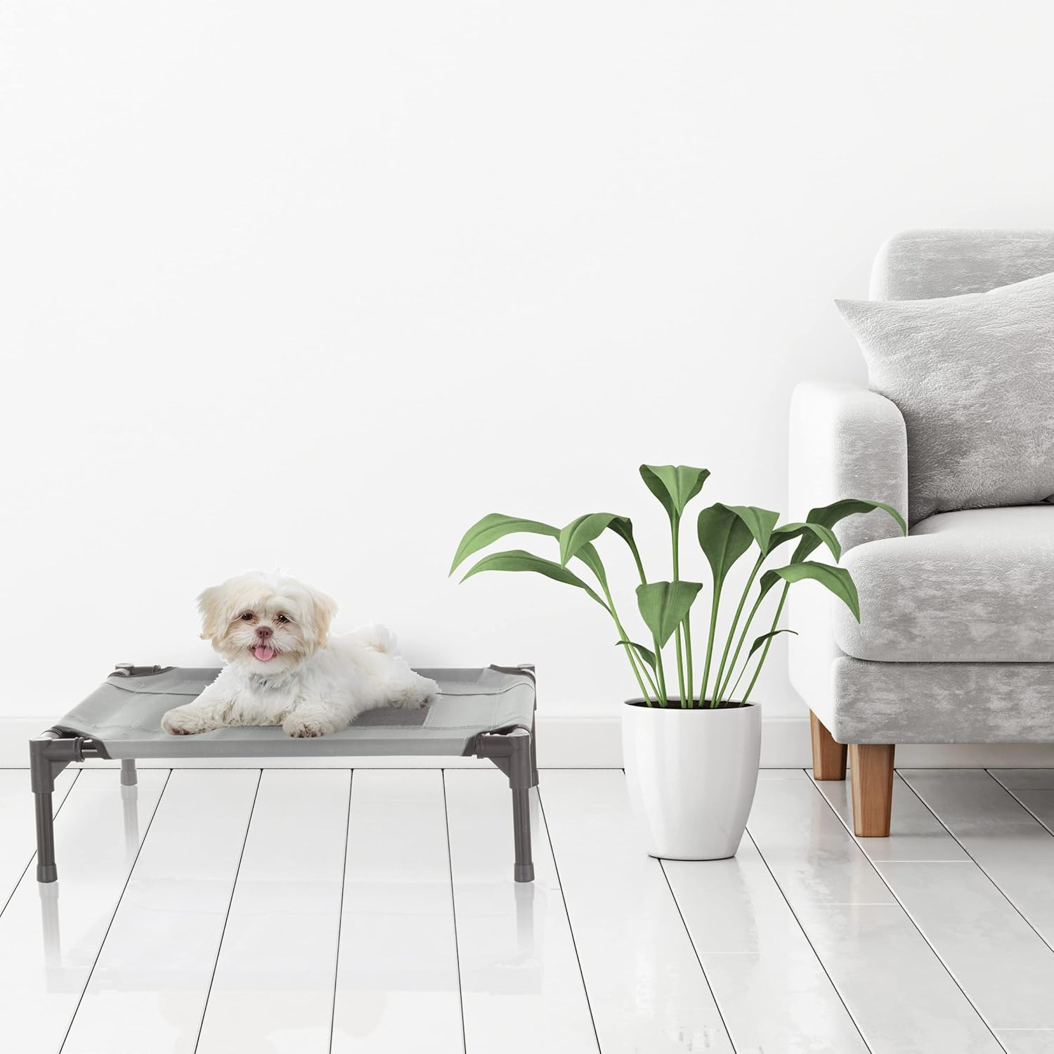 PETMAKER Elevated Dog Bed - 24.5x18.5-Inch Portable Pet Bed with Non-Slip Feet - Indoor/Outdoor Dog Cot or Puppy Bed for Pets up to 25lbs (Gray) - Image 4