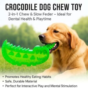Lettuce Pets 2-Pack Dog Slow Feeder Puzzle Toy – 3-in-1 Slow Feeder Puzzle & Treat Dispensing Alligator Toy for Dogs, Teeth Cleaning & Anxiety Relief, Durable Chew Toy (Small *1)