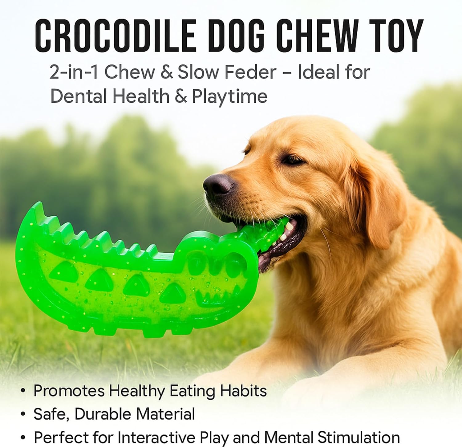 Lettuce Pets 2-Pack Dog Slow Feeder Puzzle Toy – 3-in-1 Slow Feeder Puzzle & Treat Dispensing Alligator Toy for Dogs, Teeth Cleaning & Anxiety Relief, Durable Chew Toy (Small *1) - Image 2