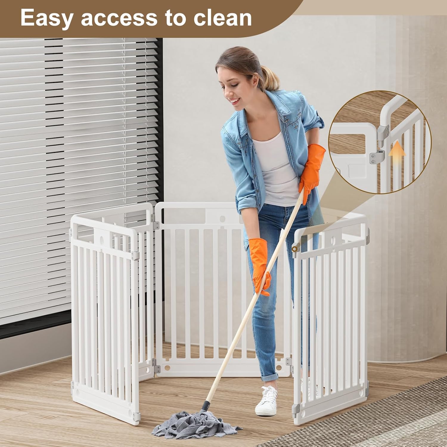 Pet Playpen with Door Dog Foldable Puppy Playpen for Puppies and Small Dogs 6-Panels Easy Assemble Easy Storing for Indoor and Outdoor (6 Panels) - Image 6