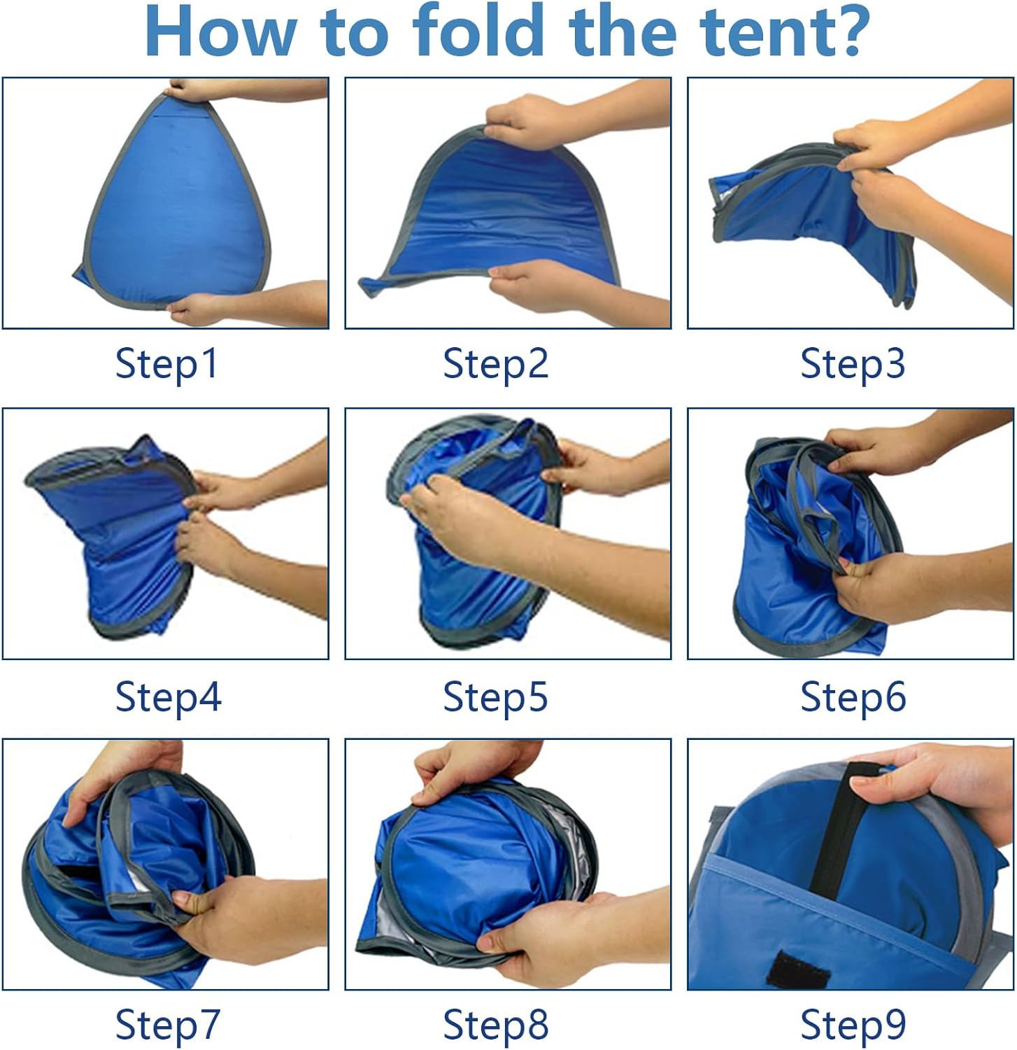 1pcs Pop Up Dog Cat Camping Tent, Blue Outdoor Play House Portable Sun Shelter Pet Tent for Dogs Cats Puppy Kitty Other Small Animals, L - Image 4