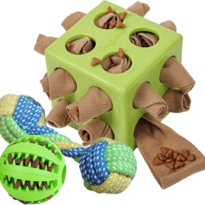 Dog Puzzles, Interactive Snuffle Toys for Dogs, Slow Eating and Keep Busy, Encourage Natural Foraging Skills, Relieve Boredom, 3 Pack Dog Chew Toys for Aggressive Chewers