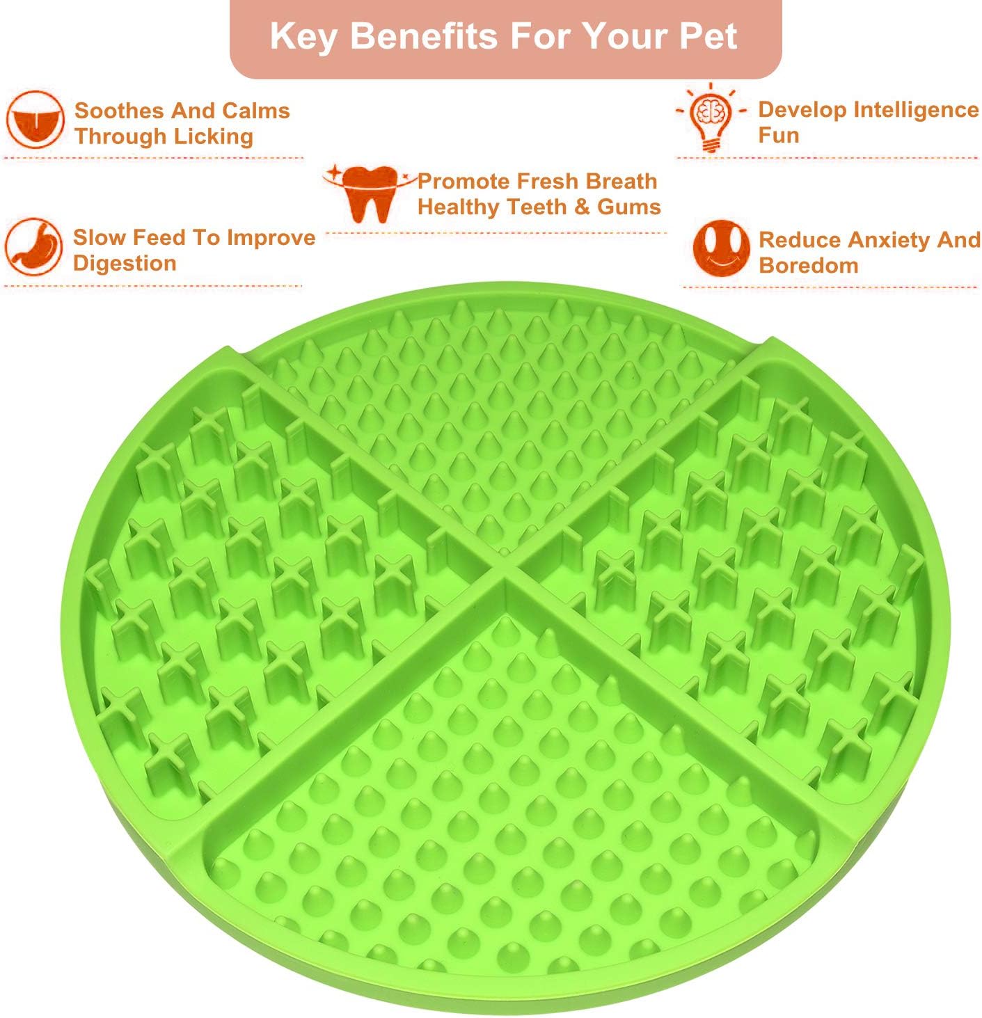 Bangp Licking Mat for Dogs and Cats,Dog Slow Feeders,Boredom Anxiety Reduction,Heavy-Duty Puzzle Mat Dog Treat Mat with Unique Quadrant Design,Perfect for Yogurt,Treats or Peanut Butter(Green) - Image 7