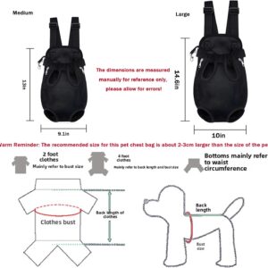 Pet Carrier Backpack, Adjustable Pet Front Carriers for Small Medium Dogs Cats 5-18 Lbs, Legs Out, Dog Cat Carrier Backpack for Hiking,Camping,Traveling,Cycling (Black,Large（Fit:10-18lb）)