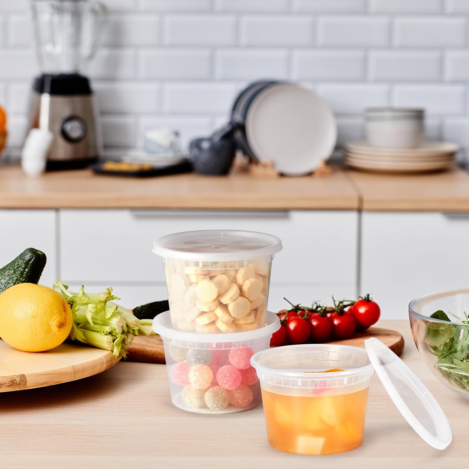 Glotoch 24 Pack 16 oz Deli Containers with Lids, Plastic Food Storage Freezer Storge Soup Containers with Lids - Microwave, Freezer & Dishwasher Safe Eco-Friendly, BPA-Free, Reusable & Stackable - Image 9