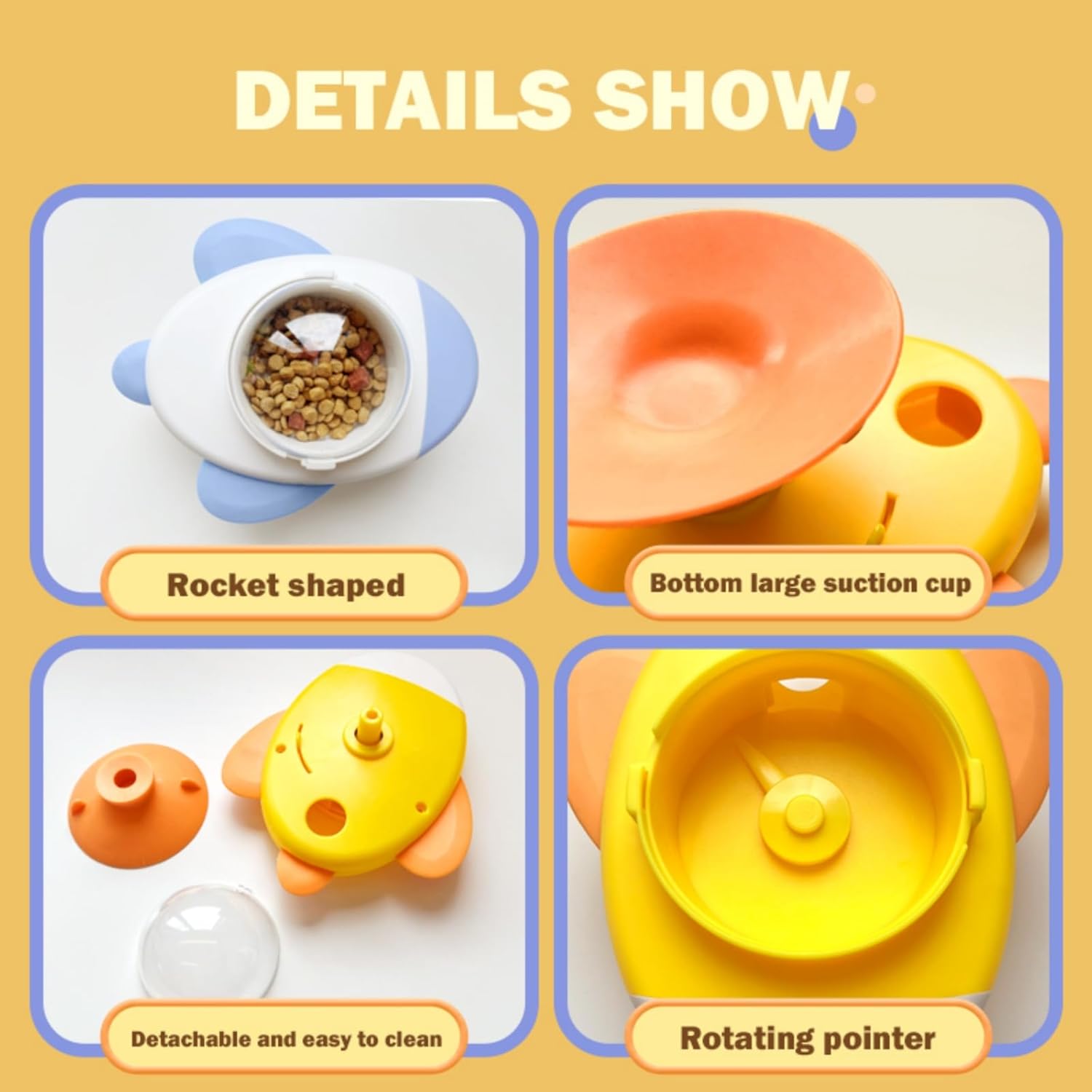 Automatic Cat Feeder, Interactive Pet Feeder, Slow Feed Puzzle Toy, Rocket Design, Non Slip Base, Dog Feeder for Home, Training, Travel, Enjoy Slow Feeding Fun - Image 3