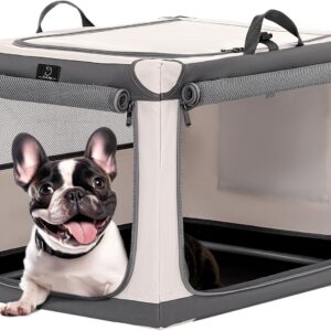 A4Pet Soft Dog Crate, Easy On The Go, Easy to Stow, Adjustable Compatibility, Lightweight, Soft Sided Dog Kennel 26Inch, Grey