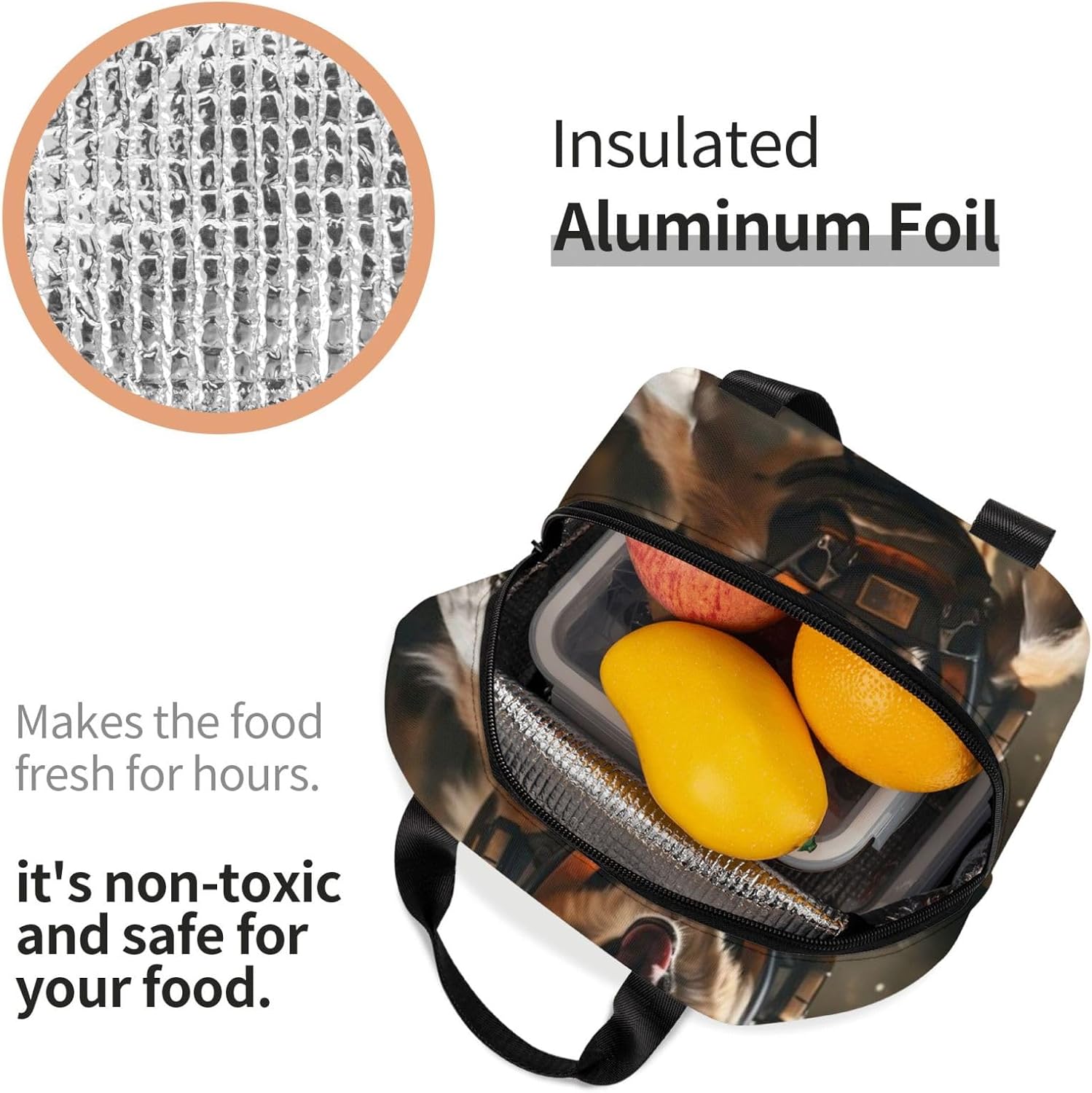 Portable Lunch Bag Insulated Dog Futuristic Gear Space Lunch Box Reusable Tote Bag Unisex for Work, Travel, Picnic, Office, Camping, Hiking, Picnic, Beach - Image 6