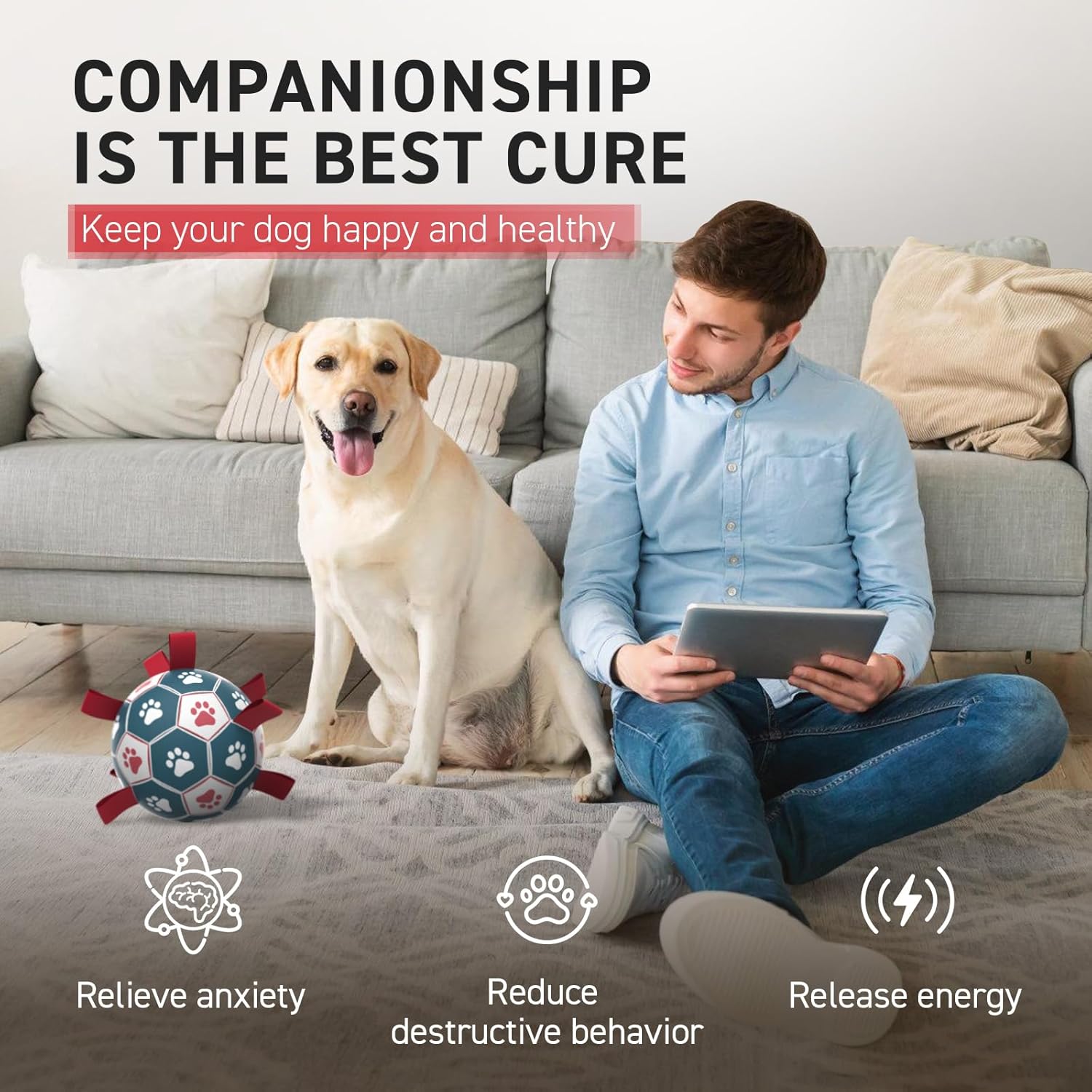 QDAN Premium Dog Balls Toys, Pet Training Soccer Ball with Straps, Puppy Birthday Gifts, Dog Water Toy, Durable Herding Balls for Small Medium Dogs, Pet Toys Puppy Ball (6 Inch) - Image 7