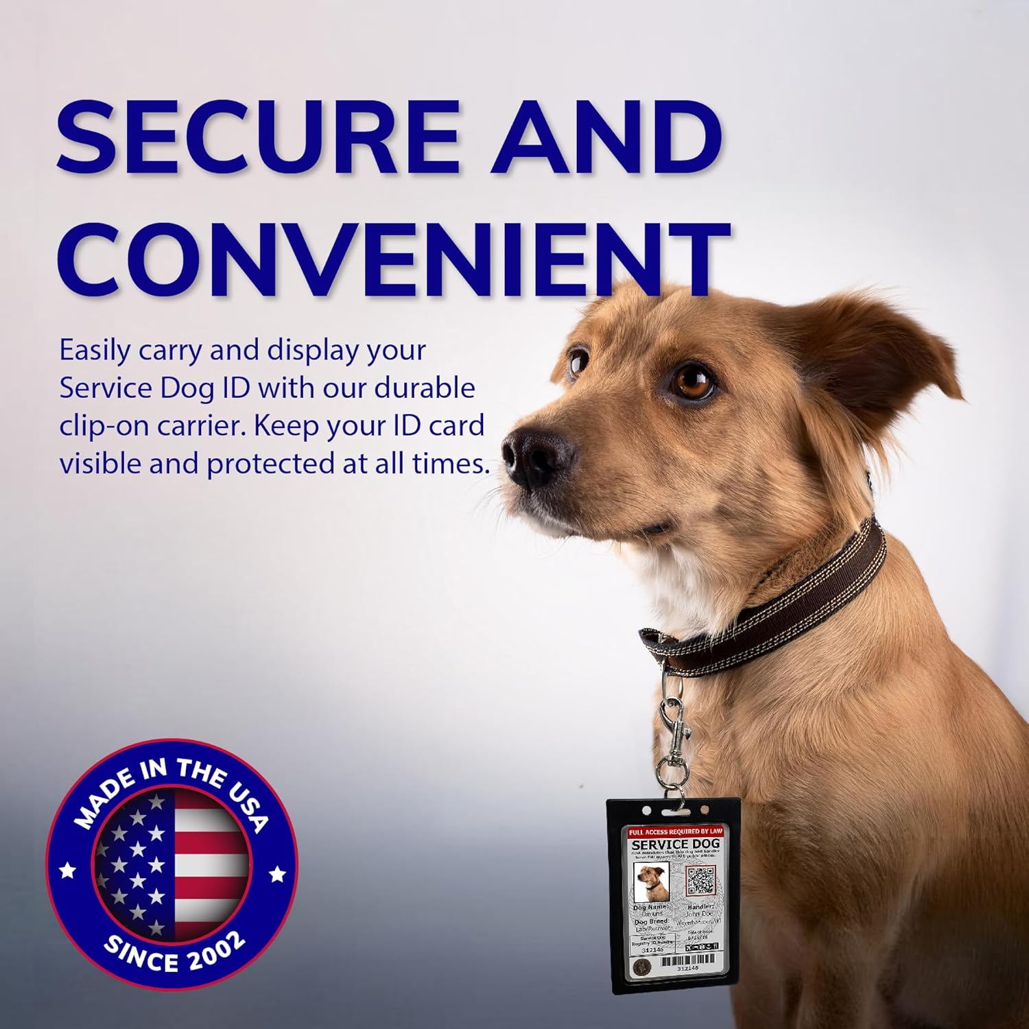 ActiveDogs Registered Service Dog Photo ID Card & Identification Holder - ADA & TSA Compliant Service Dog Badge with QR Code & Clip-On Carrier - Free Registration & Digital Copy - Image 3
