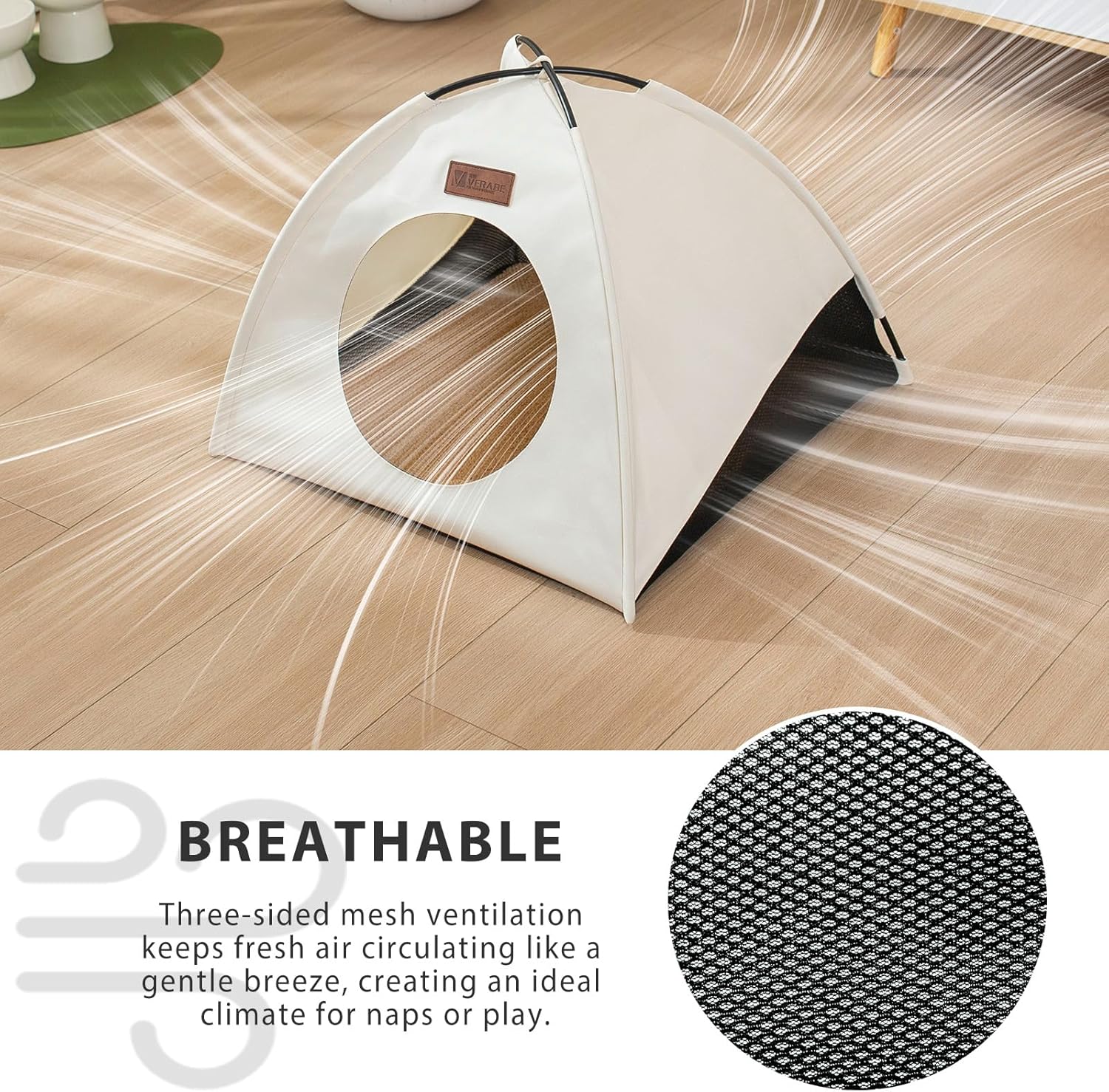 All-Season Cat Tent for Indoor/Outdoor, Assembly-Free Waterproof Cat House Bed with Removable Cushion, Cozy Cave for Cats & Small Dogs (Small, White) - Image 4