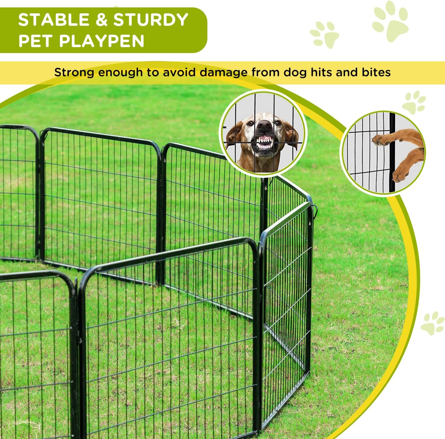 BestPet | Dog Playpen Extender | 24 Inch, 4 Panels | Heavy Duty Metal Pet Exercise Pen | Indoor Outdoor Fence Panels | Rust-Resistant, Removable, Tool-Free Setup | Anti-Skid, Expandable Design - Image 5