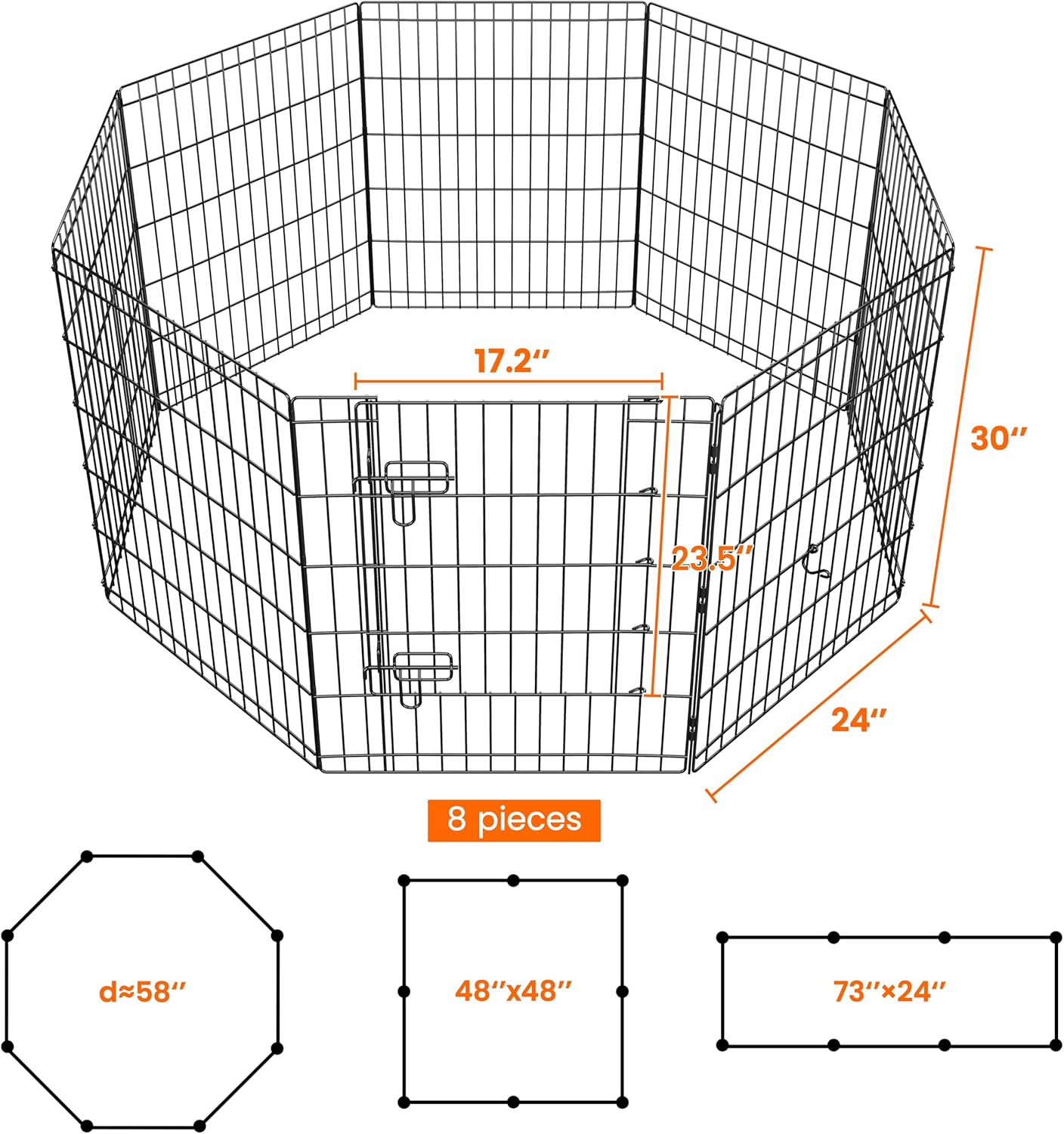 Yaheetech 30" High 8 Panel Foldable Metal Dog Exercise Pen Pet Playpen Dog Fence Outdoor & Indoor Use for Small Animals with Door Black - Image 4