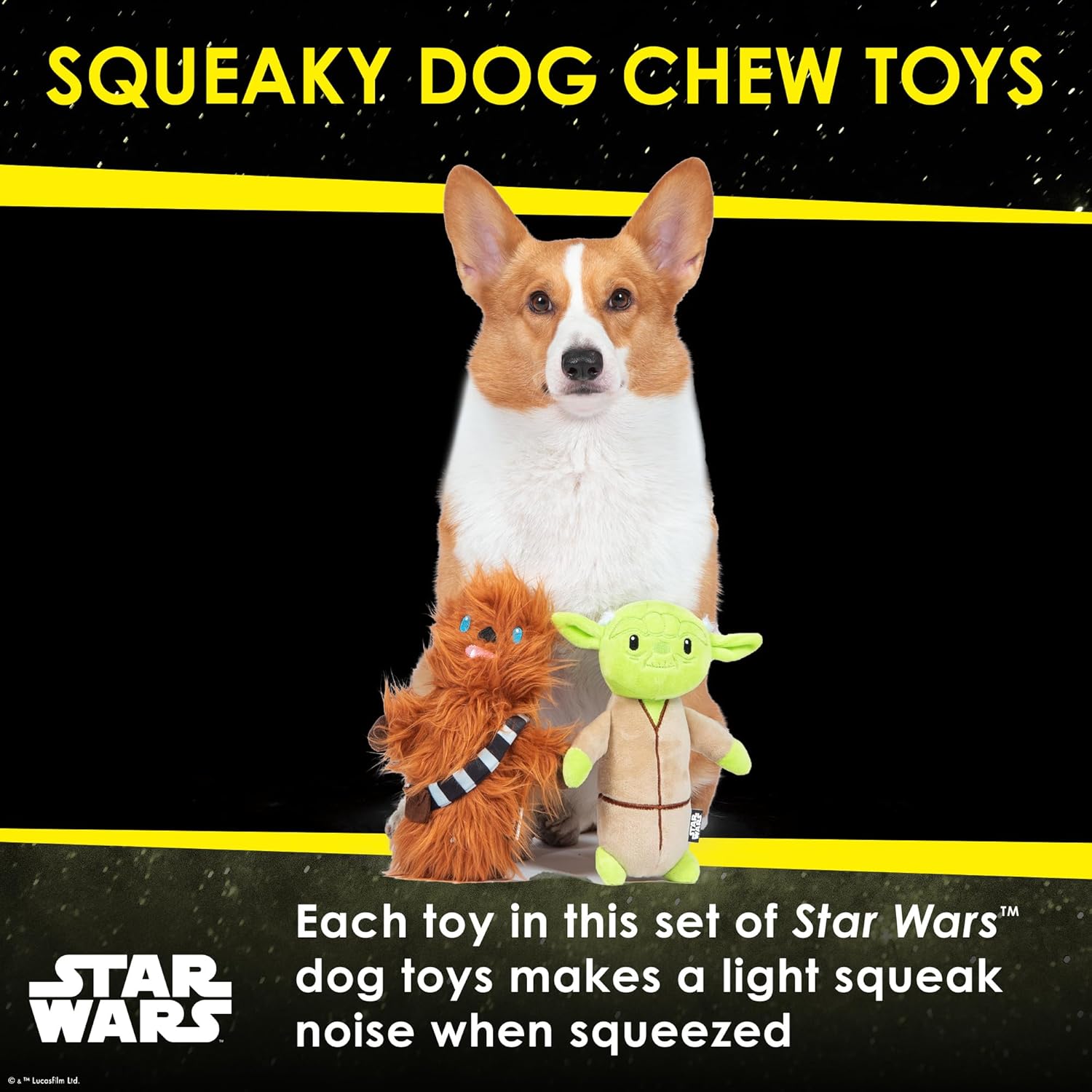 STAR WARS for Pets 2piece Multipack Dog Toys, YODA and Chewbacca Bobo Style Dog Toys Plush Toys Fabric Plush Dog Toy, Squeaky - Image 3