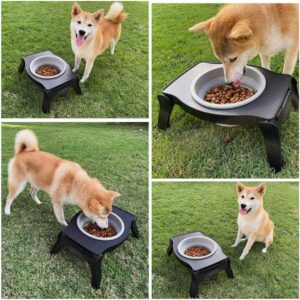 Tuff Pupper Elevated Dog Bowl – Single Raised Collapsible Travel Bowl Holds 80oz/12cups Food/Water