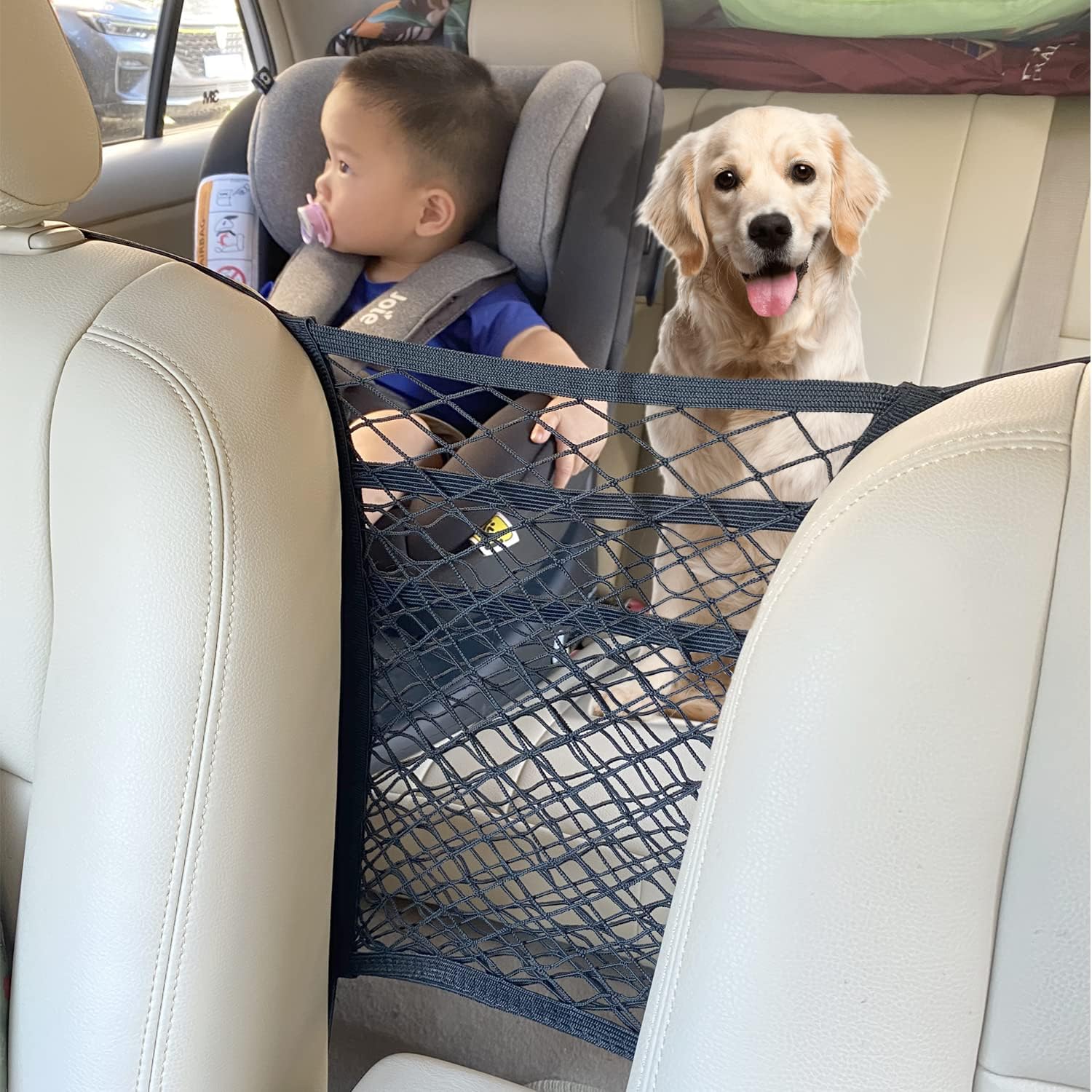 MBVBN 3-Layer Car Mesh Organizer, Seat Back Net Bag, Barrier of Backseat Pet Kids, Cargo Tissue Purse Holder, Driver Storage Netting Pouch, Car Accessories - Image 2