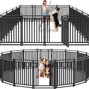 Dog Fence Outdoor Indoor, 40" Inch Height 16 Panels Dog Playpen for Large/Medium/Small Dogs Metal Dog Pen for Yard Camping and RV | Black-Silver