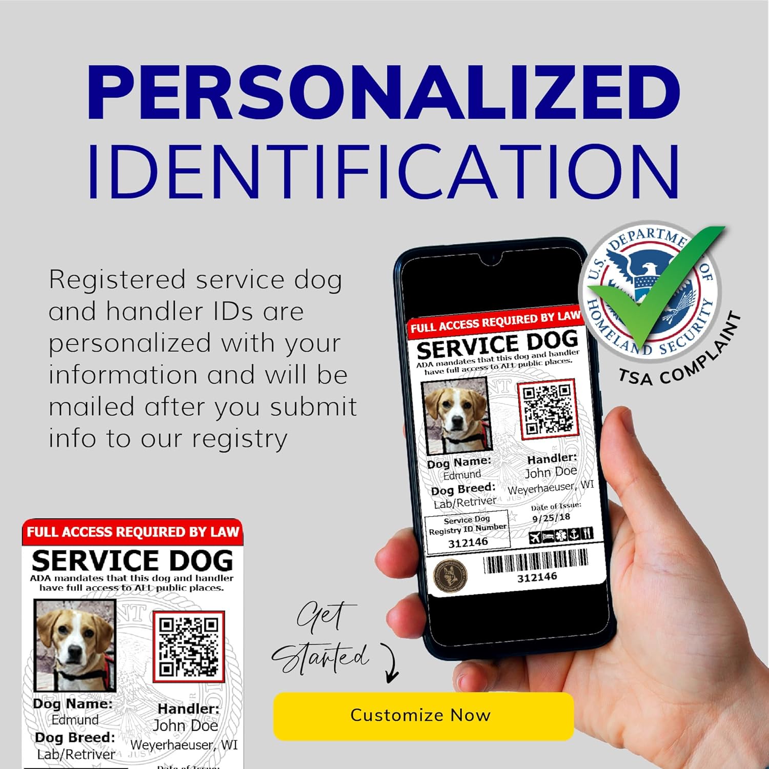 ActiveDogs Registered Service Dog Photo ID Card & Identification Holder - ADA & TSA Compliant Service Dog Badge with QR Code & Clip-On Carrier - Free Registration & Digital Copy - Image 8