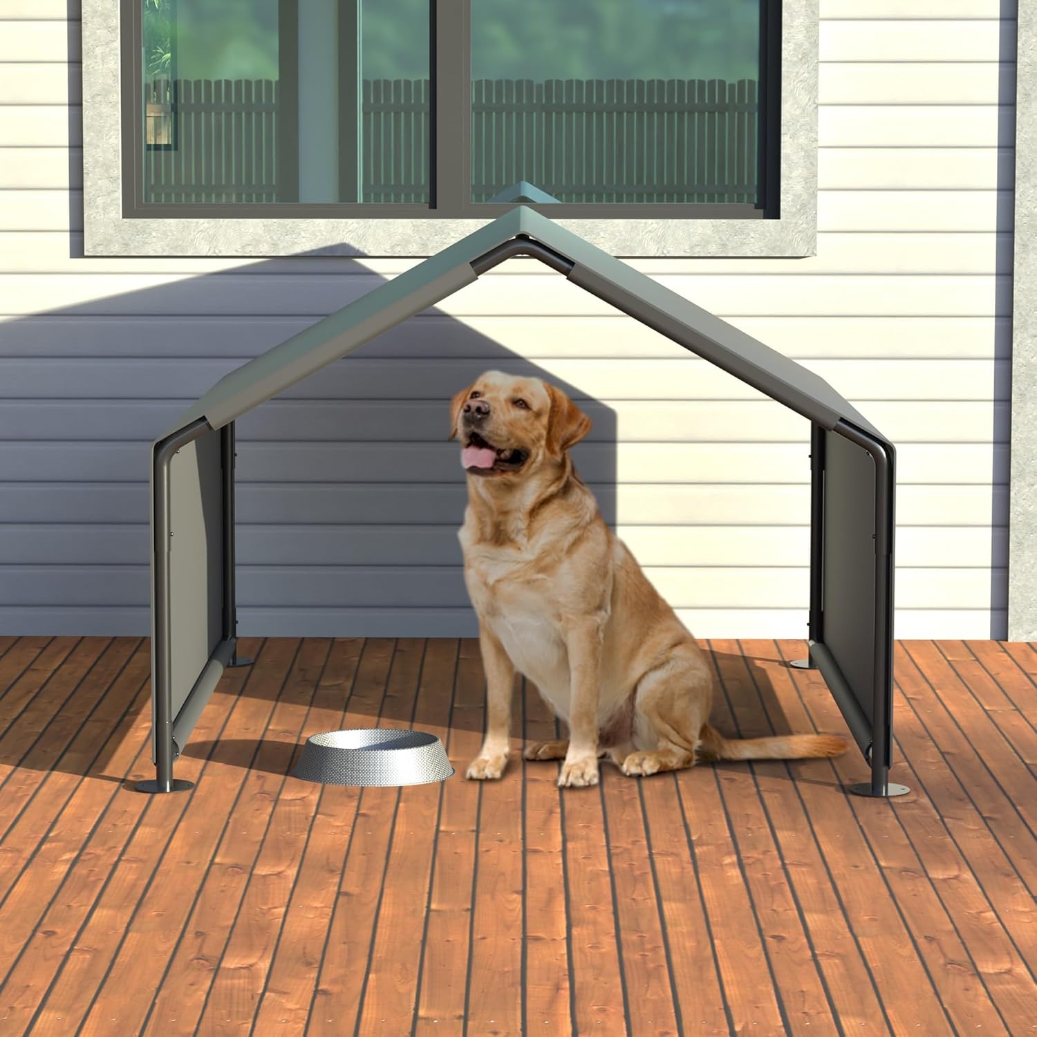 Dog Shade Shelter, Dog Tent Outdoor, Water Resistant Dog House for Shade Protection, Outdoor, Garden, Patio, Backyard, Gray - Image 2