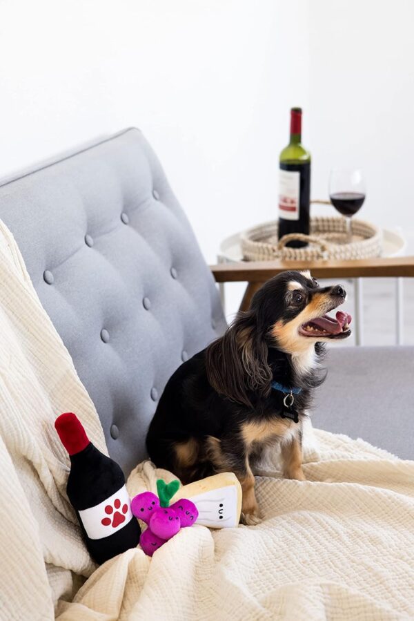 Pearhead Pawrcuterie Board Dog Toys, Set of 3, Wine Cheese & Grape Dog Toys, Charcuterie Board Toy Set for Pets, Must Have Plush Chew Toys for Pet Owners - Image 5