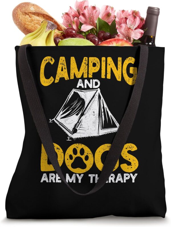 Camping And Dogs Are My Therapy Camp RV Camper Dog Lover Paw Tote Bag - Image 4