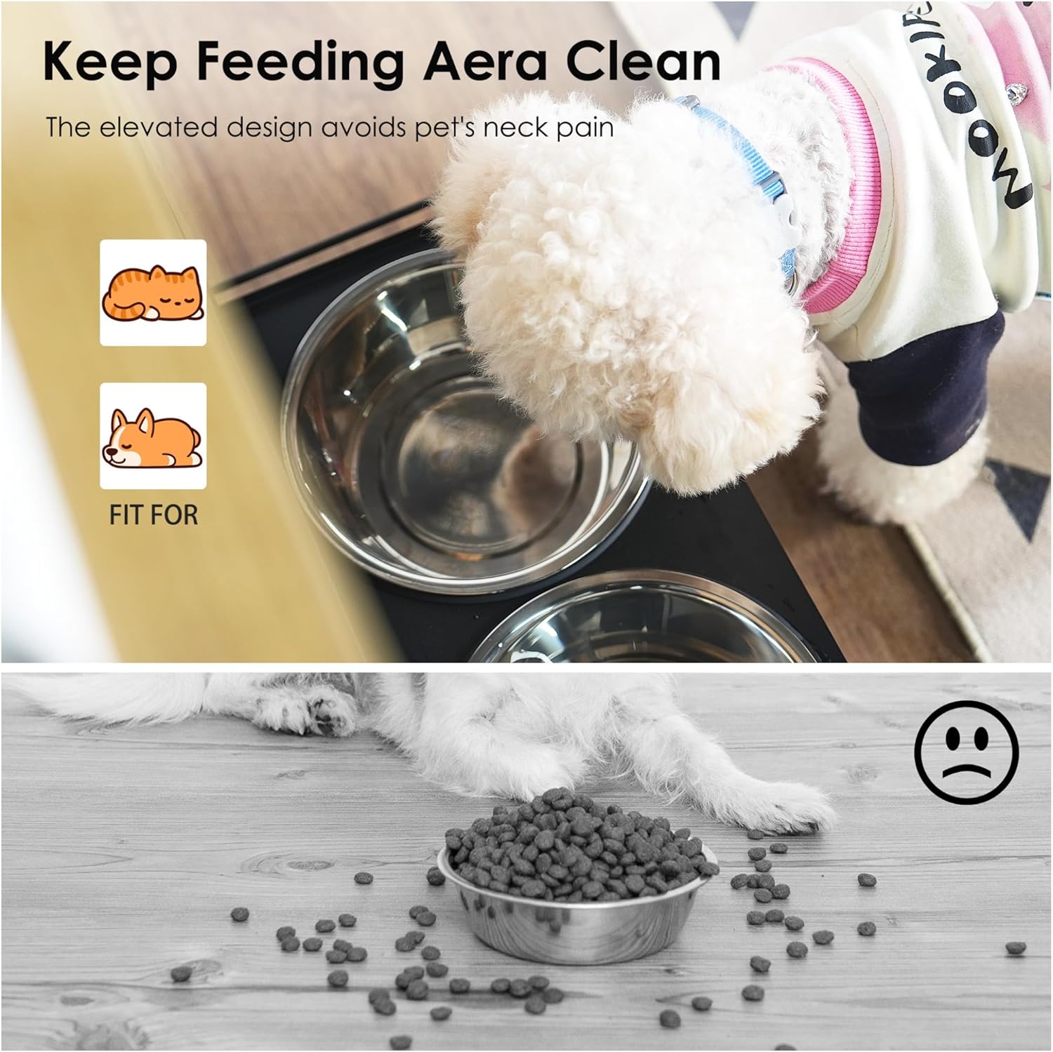 Pet Feeding Station with Storage - Elevated Dog & Cat Feeder - Hidden Design, Anti-Tip Kit, Black - Image 7