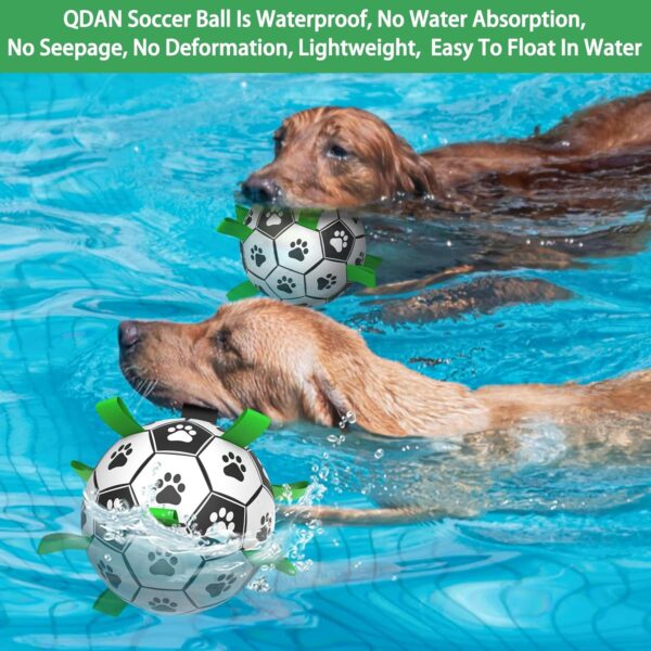 QDAN 2 PCS Dog Toys Soccer Ball Set with Straps, Interactive Dog Toys for Tug of War, Puppy Birthday Gifts, Dog Water Toy, Durable Dog Balls for Medium & Large Dogs（6 & 8 Inch） - Image 7