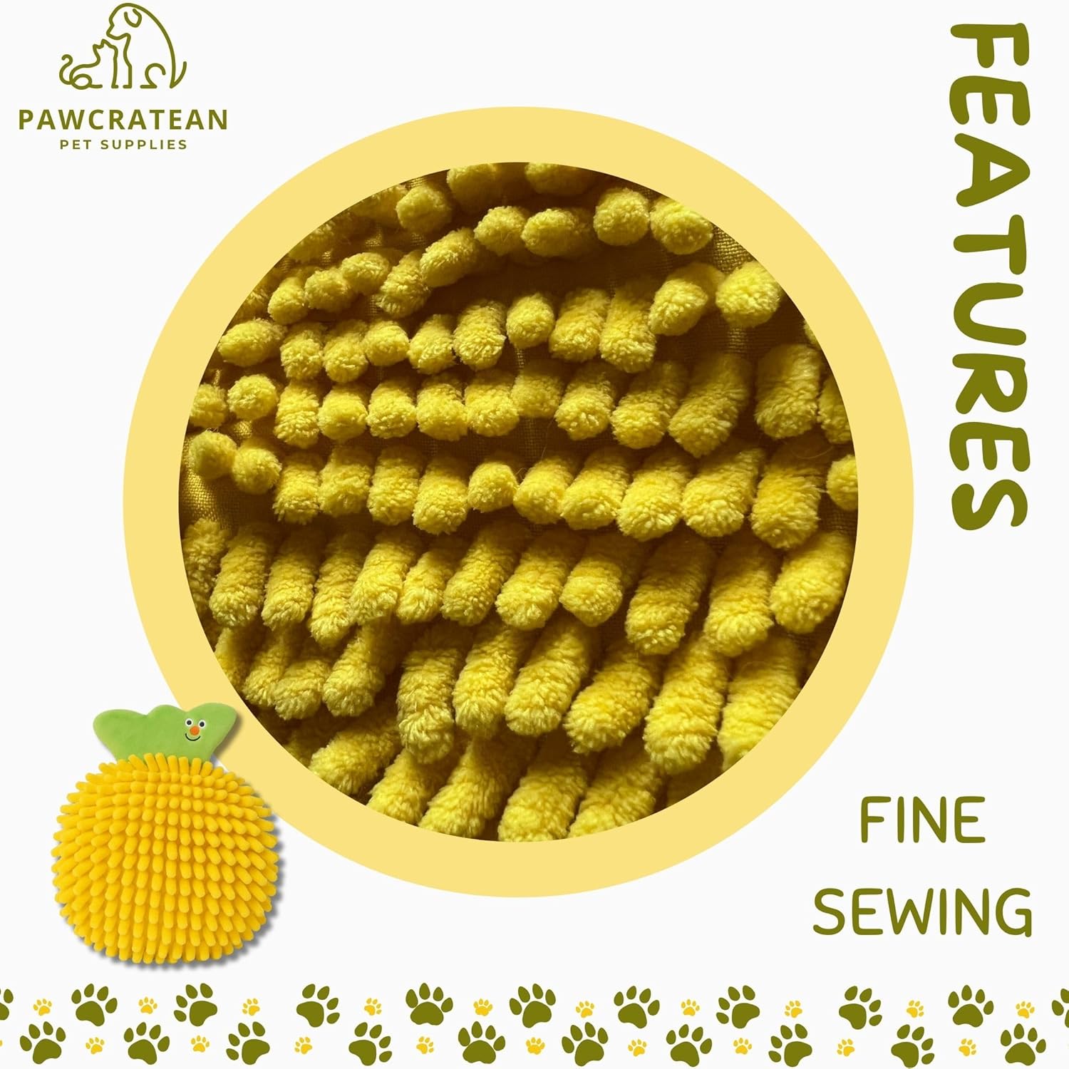 Stuffing‑Free Pineapple Dog Toy with Crinkle Paper – Durable Plush Chew Mat for Small & Medium Dogs (Crinkle Paper Pineapple) - Image 3