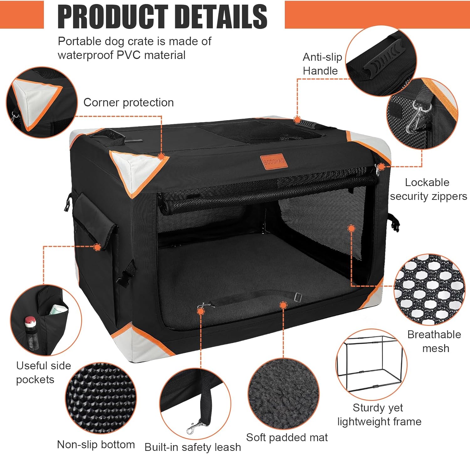 Collapsible Dog Crate-Portable Dog Crates for Small Medium Dogs,4-Door Portable Pet Travel Crate,Sturdy/Breathable/Comfortable,Indoor & Outdoor & Car Back Seat;Soft Dog Blanket - Image 4