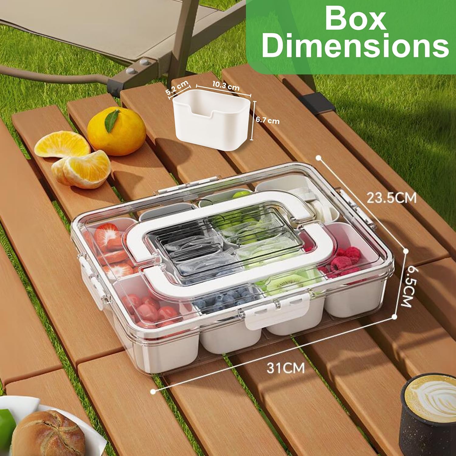 Snackle Box Container, Premium 2-Pack Divided Serving Tray & Lid with 8 Compartments, Durable Snackle Boxes for Travel & Parties – Snack box container, Perfect for Treats & Gifts (PET) - Image 2