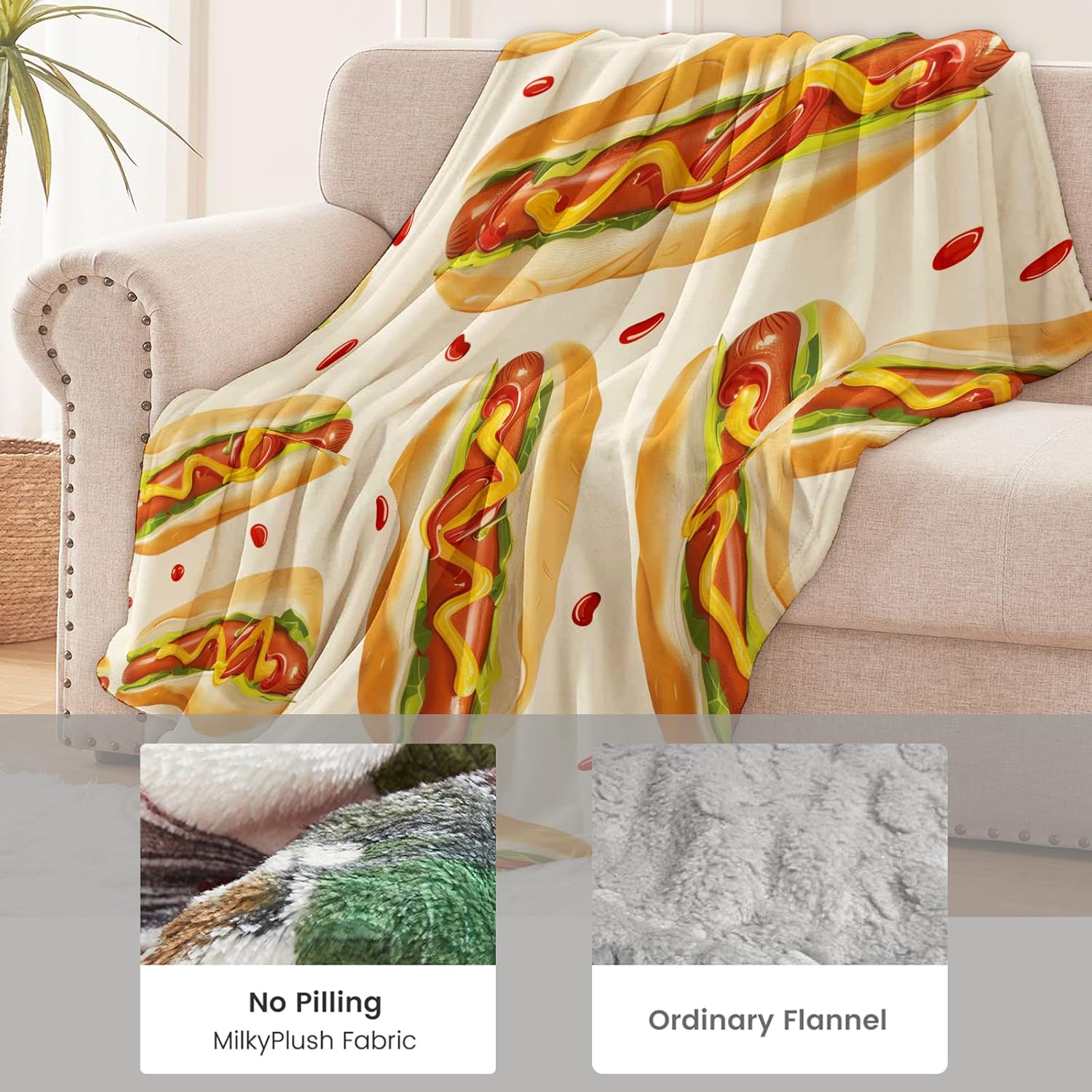 Hot Dog Blanket for Kids and Adults - Soft Lightweight Throw for Sofa, Bed, Traveling, Camping - Gift Idea and Decor - 50x60 Inches - Image 4