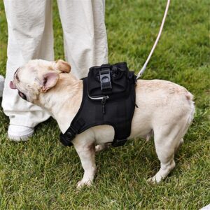 Dog Harness Backpack,Backpack Dog Harness with Litter Bag Exit,Adjustable Pets Self Carrier Bag for Small Medium Dogs Travel Hiking Daily Walking(Black,L)