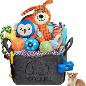 20PCS Puppy Teething and Squeaky Toys, Rope and Interactive Dog Toys to Keep Them Busy, Chew Toys for Puppies and Small Dogs, Pet Toy Basket Full of Fun