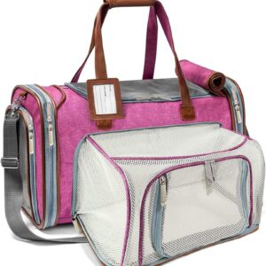 Mr. Peanut's Gold Series Mini Expandable Airline Approved Soft Sided Pet Carrier, Premium Brand Self Locking Zippers, Plush Faux Fleece Bedding with a Sturdy Plywood Base (Rosa Red)