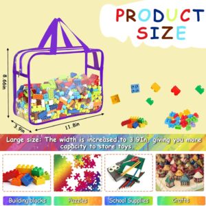 6 Packs Large Toy Storage Bags with Labels, Reusable Clear PVC Board Game Storage, Travel Waterproof Organizer Bags with Zipper for Building Blocks, Puzzle, Kids Books（6 Colors）