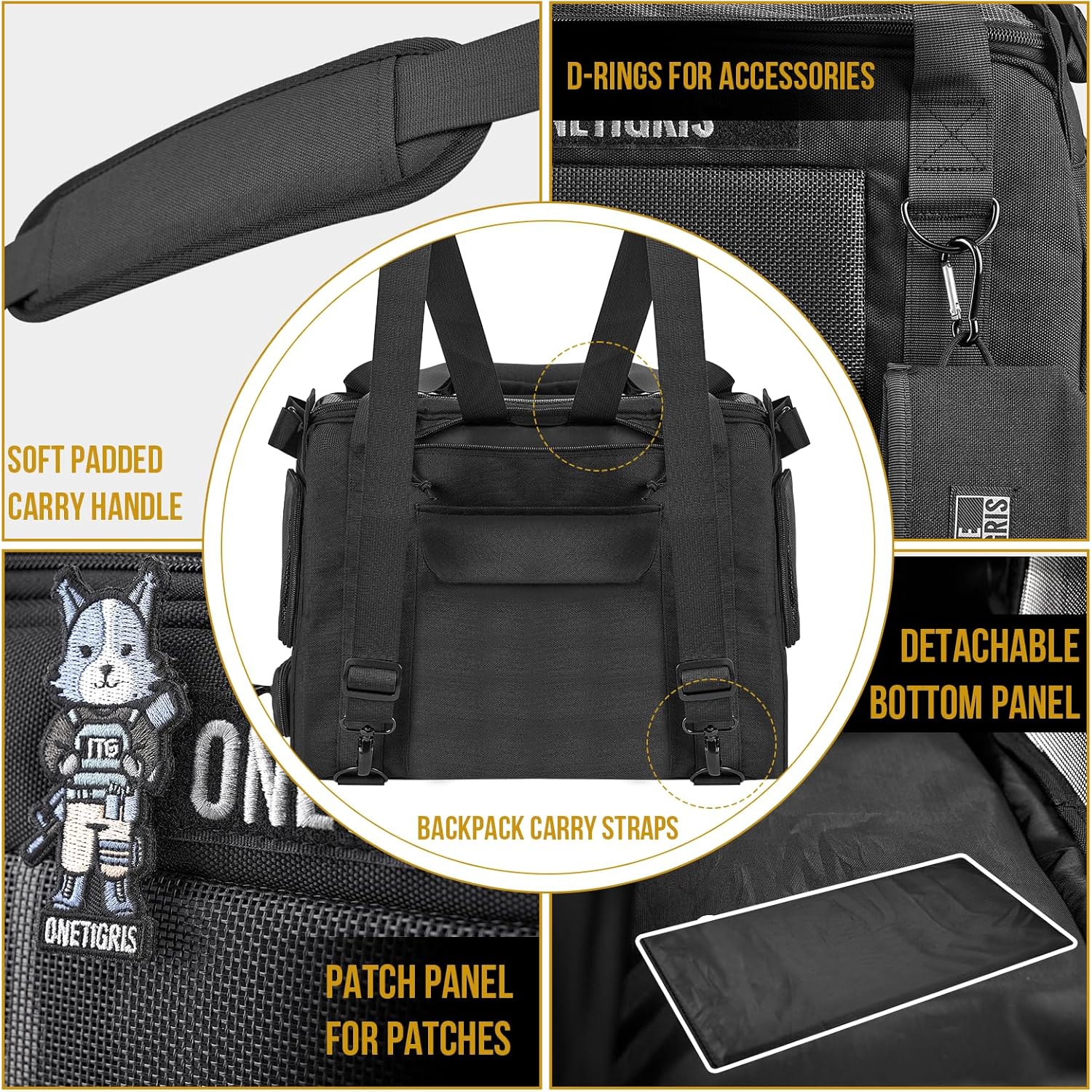 Onetigris Portable Pet Carrier for Small Puppy Dog and Cat, Multi Carry Way Soft Sided Carrier, Lightweight Adjustable Travel Pet Carrier for Outdoor Walking, Vet Visit, Camping, Up to 6lbs - Image 5