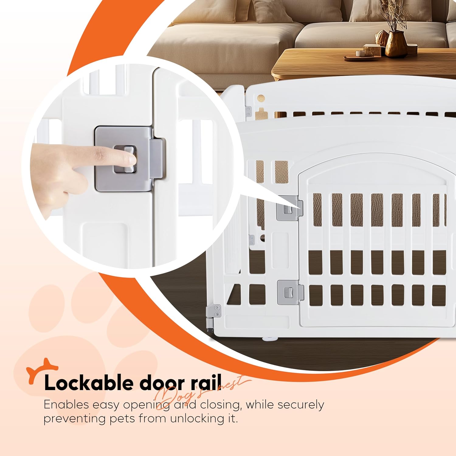 HealSmart 4 Panel 24" Plastic Dog Playpen, Folding & Portable Pet Playpen for Indoor & Outdoor Use, Safe & Secure Fence, Ideal for Small to Medium Dogs, White - Image 5