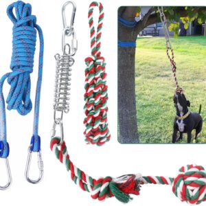 HOPET Dog Outdoor Bungee Solo Hanging Toy, Tether Tug of War Toys for Pitbull Small Large Aggressive Chewers Dogs to Exercise, Durable Interactive Tug Toy, Dog Rope Toys