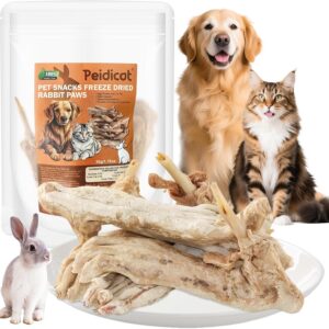 Freeze Dried Rabbit Feet Dog Treats, Natural Grain-Free Chews for Small & Large Dogs Single-Ingredient, High-Protein Freeze Paw Food for Training
