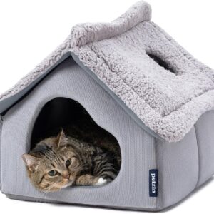 Cat Houses for Indoor Cats – Large Cat Cave Bed with Removable S...