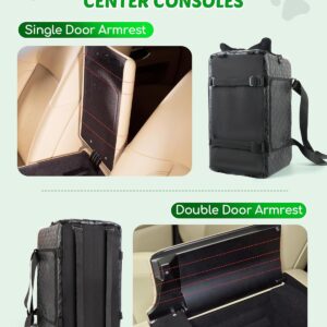 Center Console Dog Car Seat for Small Dogs, Soft Plush Car Bag for Dogs, Leather Portable Pet Cars Booster Seats, Convertible Handbag or Shoulder Bag with Cool Heat Pad, Support Pet Up to 12lbs