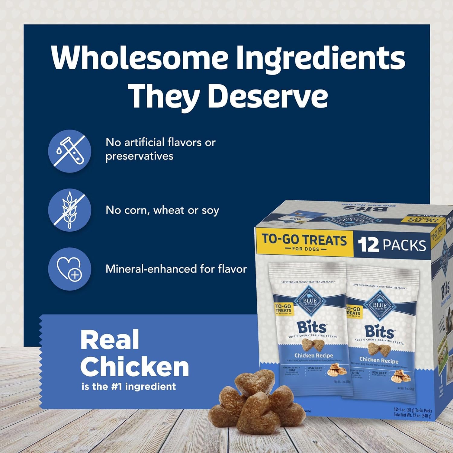 Blue Buffalo BLUE Bits Natural Soft Moist Training Dog Treats TOGO Chicken Recipe Bags, contains Twelve (12) oz bags - Image 7